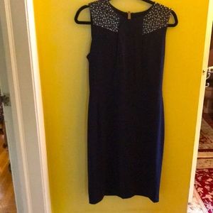 NWOT. Navy Blue Pewter Studded Sleeveless Dress